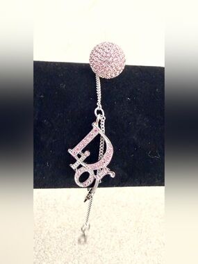 CHRISTIAN DIOR Pink Crystal Logo Charm Bracelet Y2K Galliano + Dust Bag